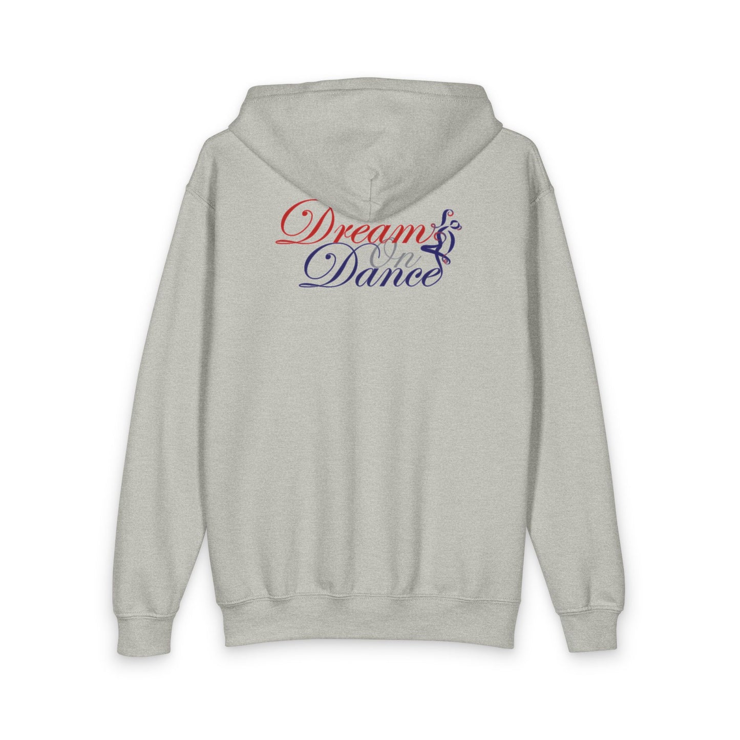 Youth Zipped Hoodie — 'Dream On Dance' Retro Script with Dancing Silhouette
